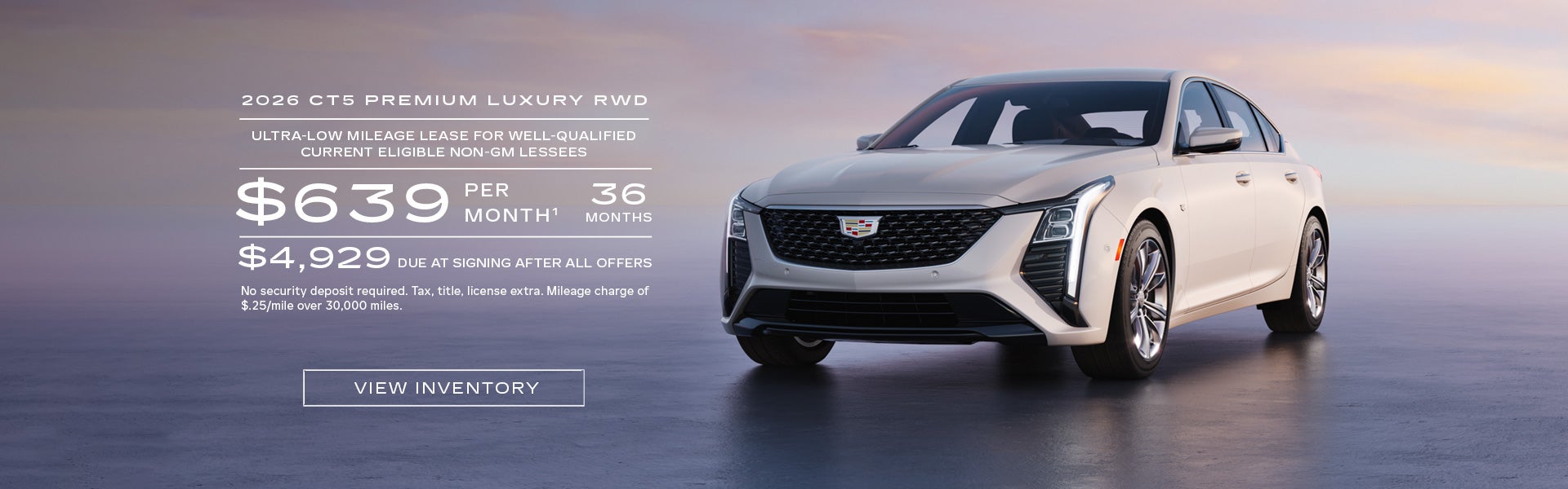2026 CT5 RWD PREMIUM LUXURY. Ultra low mileage lease for well qualified current eligible GM and n...